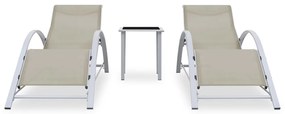 Espreguiçadeiras com mesa 2 pcs alumínio cor creme