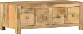 vidaXL Mesa de centro c/ 4 gavetas 90x50x35cm madeira mangueira maciça