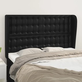 Cabeceira de cama c/ abas couro artif. 147x23x118/128 cm preto