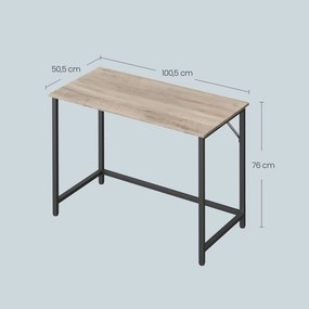 Secretária para escritório em casa 100 x 50 x 75,5 cm, mesa de computador estável, fácil de montar Greige + Preto
