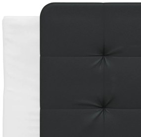 Cama com colchão 90x200 cm couro artificial branco e preto