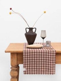 Corredor de mesa em linho Chocolate Gingham