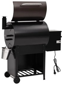 Grelhador a pellets com chaminé 104 cm ferro preto