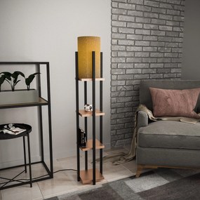 Candeeiro de Pé Shelf Lamp – Preto e Cobre – 25 x 25 x 130 cm
