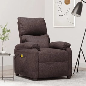 342463 vidaXL Poltrona de massagens tecido castanho-escuro