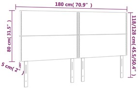 Cabeceira de cama c/ LED veludo 180x5x118/128 cm verde-escuro