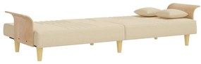 Sofá-cama com apoio de braços tecido cor creme