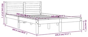 Estrutura de cama 140x200 cm madeira pinho maciça castanho cera