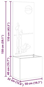 Vaso de Jardim com Painel Decorativo Preto 50 x 140 cm