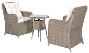 Conjunto bistrô com almofadões e almofadas 3 pcs vime castanho