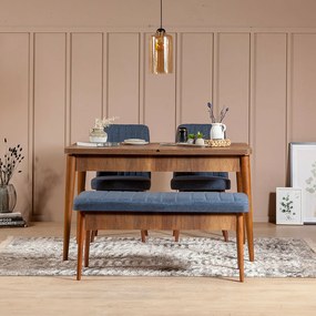 ****  
Conjunto de Mesa de Jantar Extensível e Cadeiras Vina – Nogueir