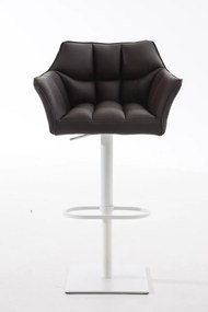 Banco de bar Damaso em couro sintético e com estrutura branca 64 x 88-113 x 45 cm Castanho