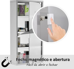 Armario de Kit de primeiros socorros em aço inoxidável para medicamentos 60x30x12cm prata