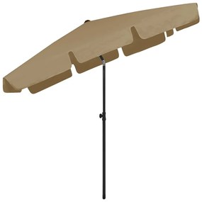 Guarda-sol de praia 200x125 cm cinzento-acastanhado