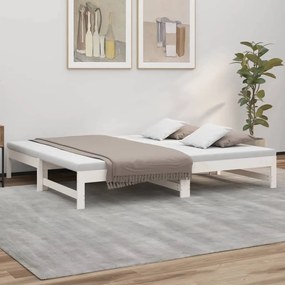 823415 vidaXL Estrutura sofá-cama de puxar 2x(90x190) cm pinho maciço branco