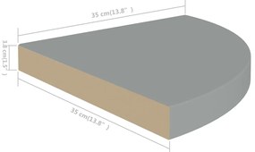 Prateleira de canto suspensa 35x35x3,8 cm MDF cinzento