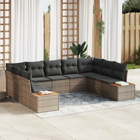 vidaXL Conjunto de Sofá de Jardim com Almofadas Cinza Rattan de Acácia