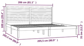 Estrutura de cama 200x200 cm madeira maciça branco