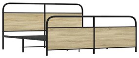 Estrutura de cama sem colchão 193x203cm metal carvalho sonoma