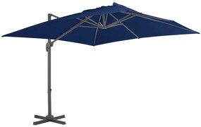 Guarda-sol jardim cantilever c/ poste alumínio 3x3 m azul ciano