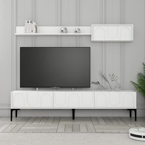 Unidade TV Lyon – Branco e Preto – TV Stand: 180x42x35 cm, Prateleira