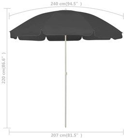 Guarda-sol de praia 240 cm antracite