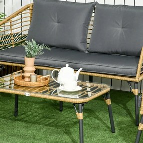 Conjunto Lounge Gianni - 1 Sofá, 2 Poltronas e 1 Mesa em Vime - Design