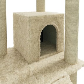 Arranhador para Gatos em Sisal e Pelucia com 155cm - Creme