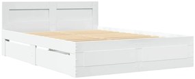 Estrutura de cama c/ cabeceira sem colchão 140x200 cm branco