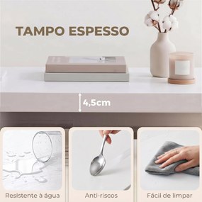 Mesa de Centro Mesa de Café para Sala com Prateleira Aberta Tampo Grosso para Sala Escritório 90x45x44,5 cm Branco