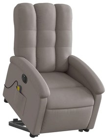 Poltrona elétrica elevatória massagens tecido cinza-acastanhado