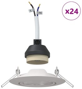 Luminárias Embutidas 24 pcs Redondas GU10 Branca Ø90 mm Aço