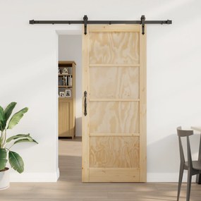 Porta Deslizante vidaXL com Conjunto de Hardware 83x202 cm Madeira Sólida Pinheiro