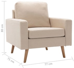 Poltrona Céu - Em Tecido Suave ao Toque - Cor Creme - 77x71x80 cm - Es