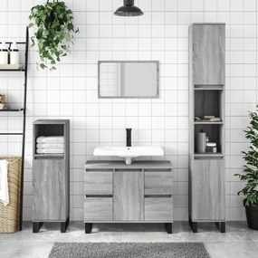 vidaXL Armário WC 30x30x100 cm derivados de madeira sonoma cinzento