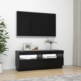 Móvel de TV com luzes LED 100x35x40 cm preto