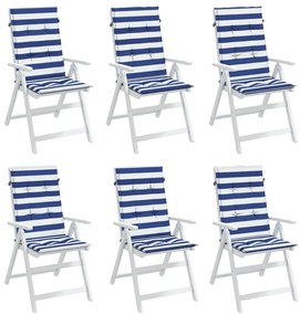 Almofadões cadeira encosto alto 6 pcs tecido riscas azul/branco