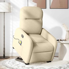 Poltrona elétrica elevatória massagens tecido creme