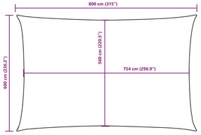 Para-sol estilo vela tecido oxford retangular 6x8 m preto