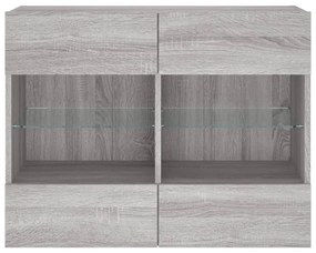 Móvel de parede p/ TV c/ luzes LED 78,5x30x60,5 cm cinza sonoma