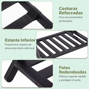 Suporte para Malas Dobrável, 68 x 41 x 57 cm, Dois Níveis, Preto