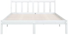 Estrutura de cama casal 135x190 cm pinho maciço branco