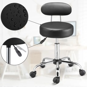 Banco giratório em 360° prático com encosto 56 x 67-81 cm Preto