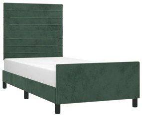 Estrutura de cama sem colchão 90x200 cm veludo verde-escuro