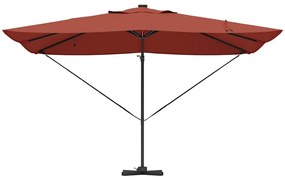 Guarda-Sol Roma Cantilever com LEDs Terracota 352x251x265 cm - Alumíni