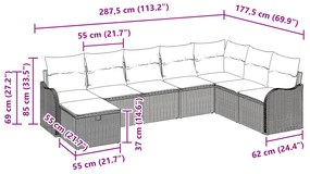 Conjunto de Sofá vidaXL de 8 Peças com Almofadas Bege em Rattan Poliés