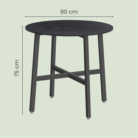 Mesa de jantar redonda pequena 80 cm de diâmetro (CADEIRAS NÃO INCLUIDAS) preta