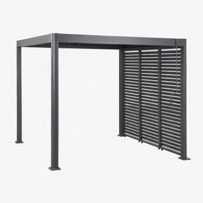 Pérgola Bioclimática De Lâminas Com Painel Lateral Em Alumínio Druvia Cinza Grafito & Pérgula De 3x3 M Com 3 Painéis De 90,5 Cm - Sklum