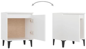 Mesa de cabeceira com pernas em metal 40x30x50 cm branco