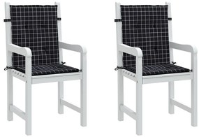 Almofadões cadeira encosto baixo 2 pcs tecido xadrez preto